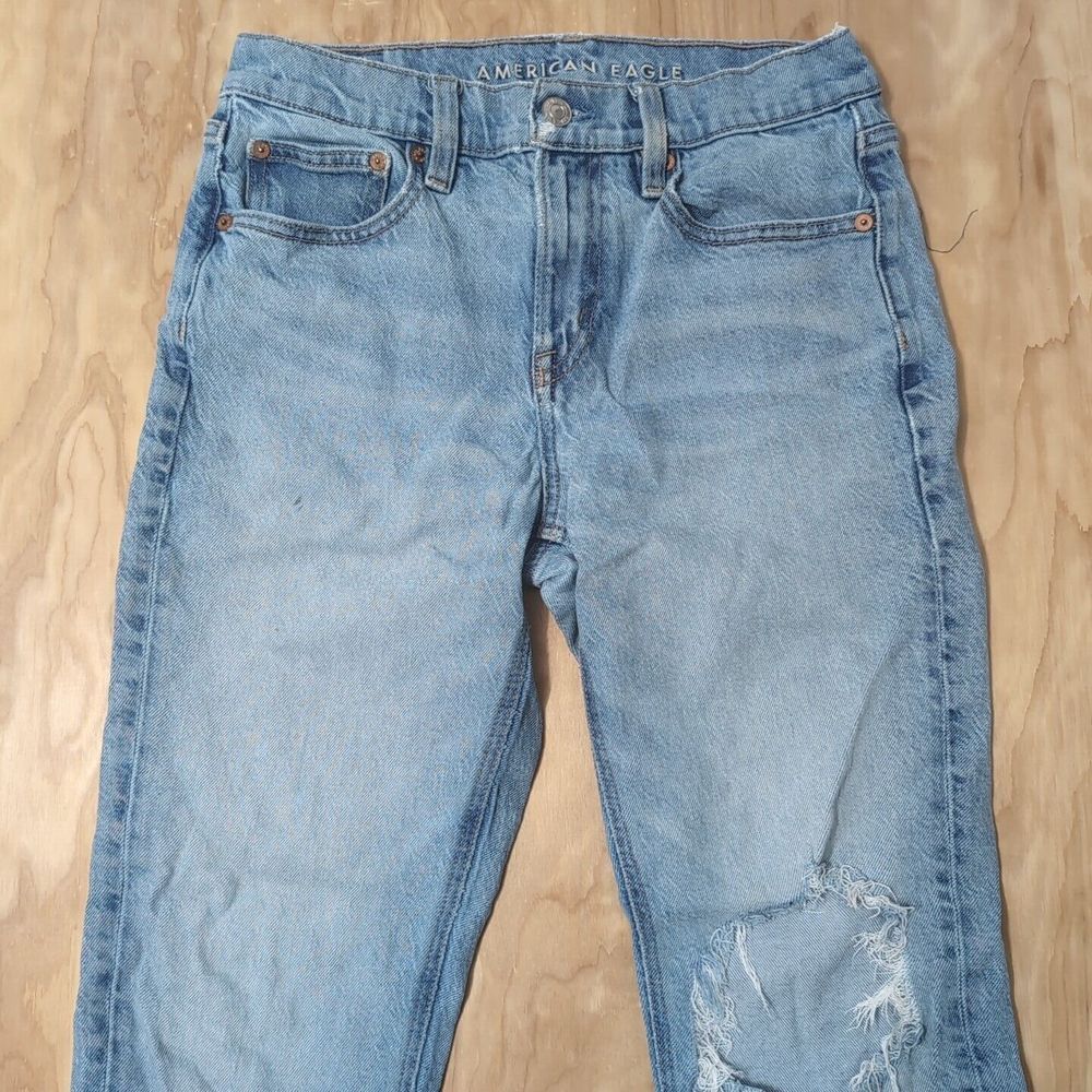 American Eagle Women Jeans 4S 27x27 Blue '90s Skinny Ripped Stretch American